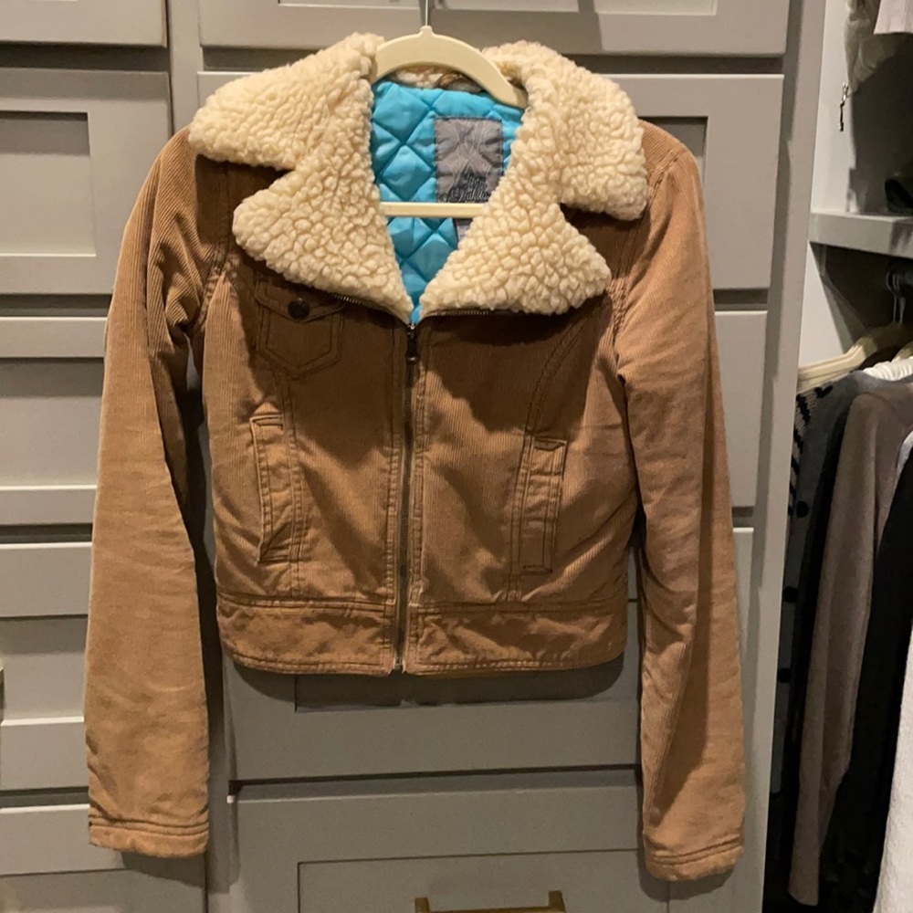 Cropped corduroy shearling jacket